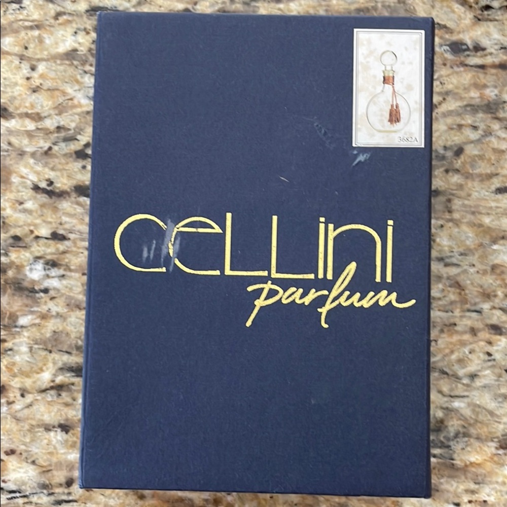 🌎CELLINI PARFUM Handmade Iridescent Gold Etched Glass Perfume Bottle